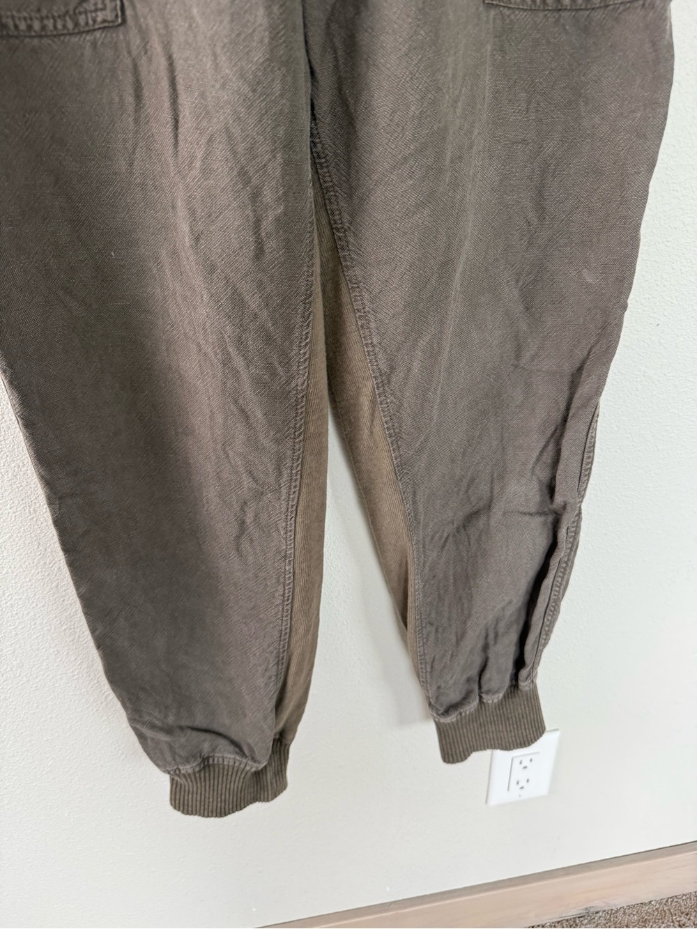 James Perse Relaxed Canvas Linen Blend Pants Joggers Army Green Brown - Picture 4 of 10